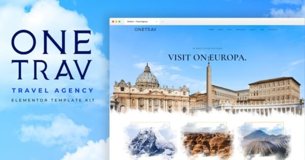Onetrav – Travel Agency Elementor Template Kit