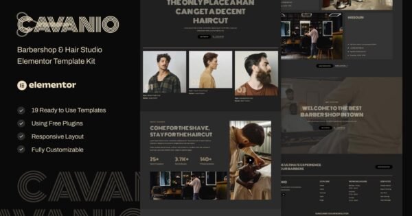 Cavanio – Barbershop & Hair Studio Elementor Template Kit