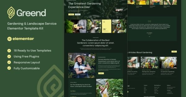 Greend – Gardening & Landscape Service Elementor Template Kit