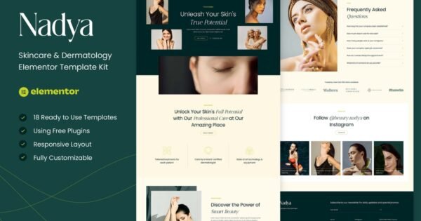 Nadya – Skincare & Dermatology Elementor Template Kit