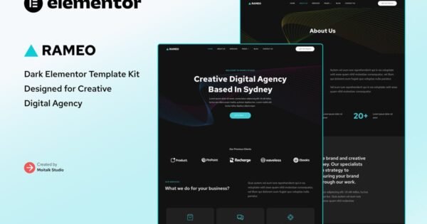Rameo – Dark Digital Agency Elementor Template Kit