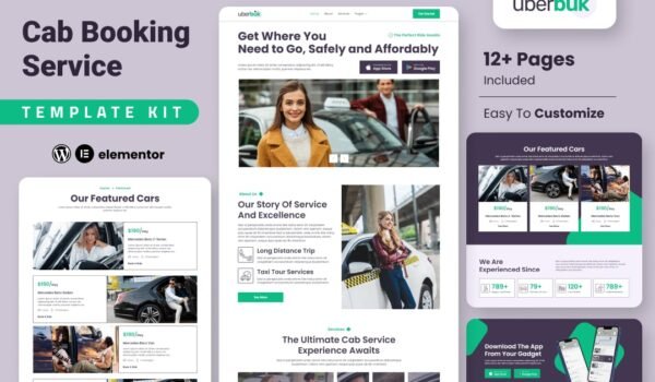 Uberbuk – Taxi Company & Online Cab Service Elementor Template Kit
