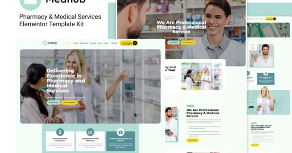 MedHub – Pharmacy & Medical Services Elementor Template Kit