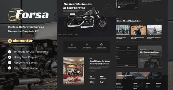 Forsa – Custom Motorcycle Garage Elementor Template Kit