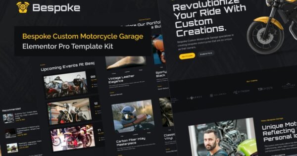Bespoke – Custom Motorcycle Garage Elementor Pro Template Kit