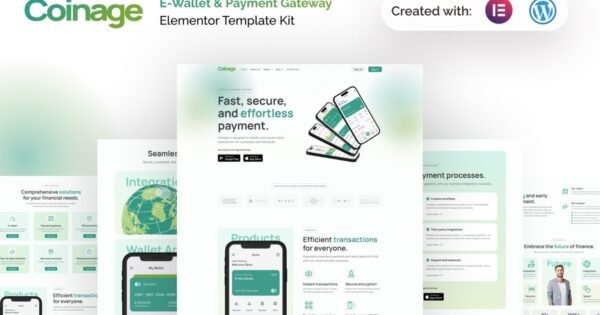 Coinage – E-Wallet & Payment Gateway Elementor Pro Template Kit