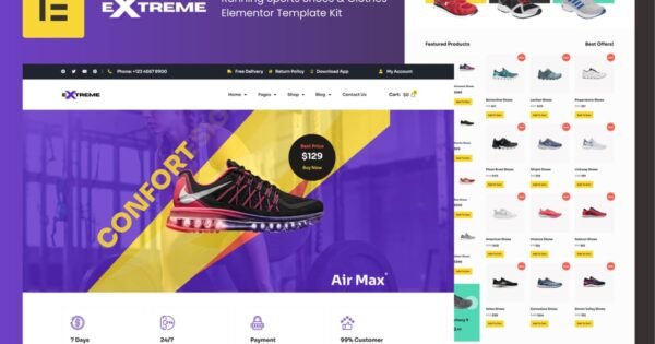 Extreme – Sports Footwear Store Elementor Pro Template Kit