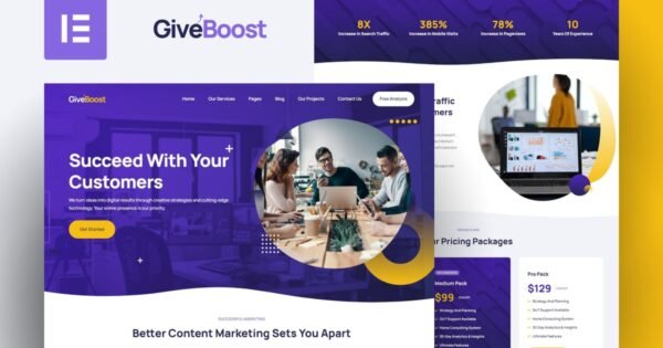GiveBoost – Digital Marketing Agency Elementor Pro Template Kit