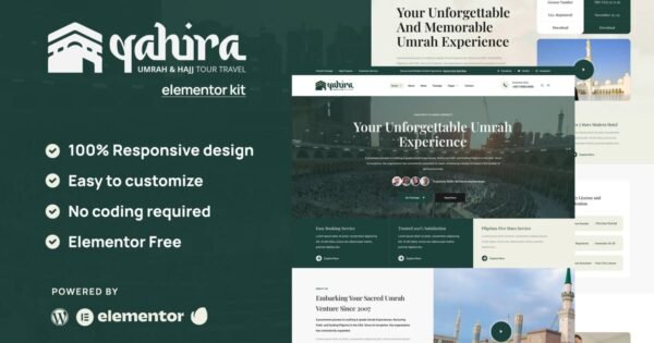 Qahira – Umrah & Hajj Tour Travel Elementor Template Kit