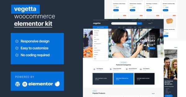 Vegetta – Supermarket Multipurpose Woocommerce Elementor Kit