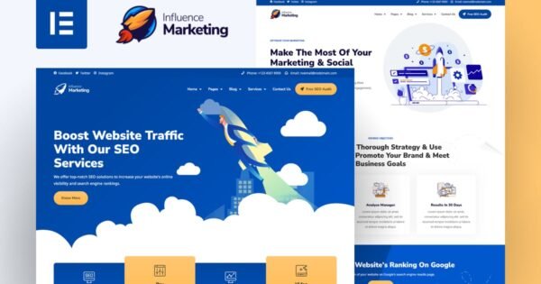 Influence Marketing – SEO & Digital Agency Elementor Pro Template Kit