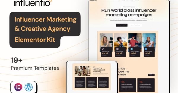Influentio Influencer Influentio – Marketing & Creative Agency Elementor Pro Template Kit