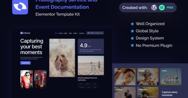 Inframe – Photography Service & Event Documentation Elementor Template Kit