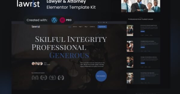 Lawrist – Lawyer & Attorney Elementor Pro Template Kit