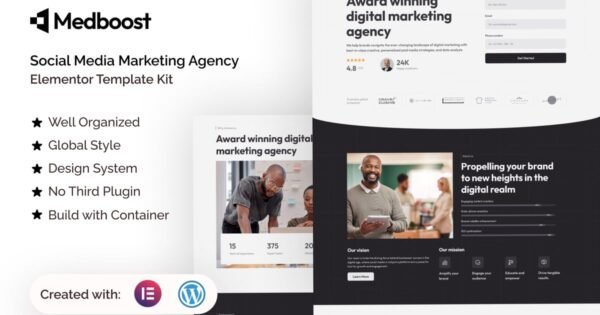 Medboost – Social Media Marketing Agency Elementor Template Kit