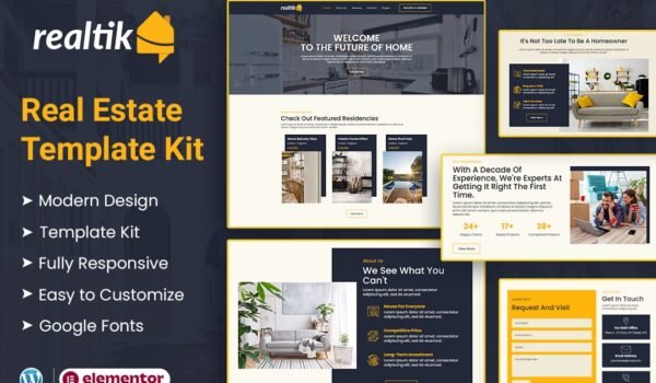 Realtik – Real Estate & Property Sales Elementor Template Kit