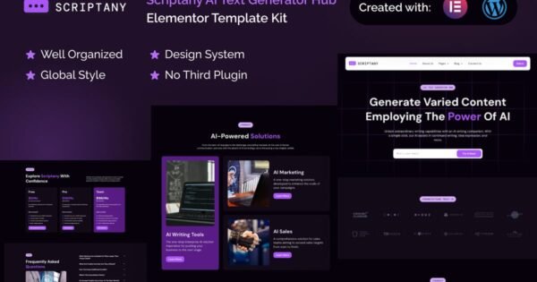 Scriptany – AI Text Generator Hub Elementor Pro Template Kit