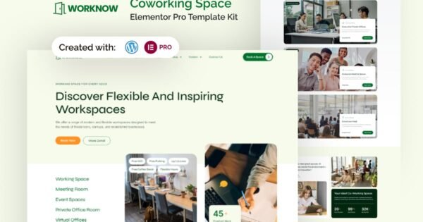 Worknow – Coworking Space Elementor Pro Template Kit