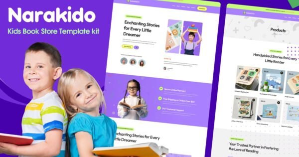 Narakido – Kids Bookstore Elementor Template Kit