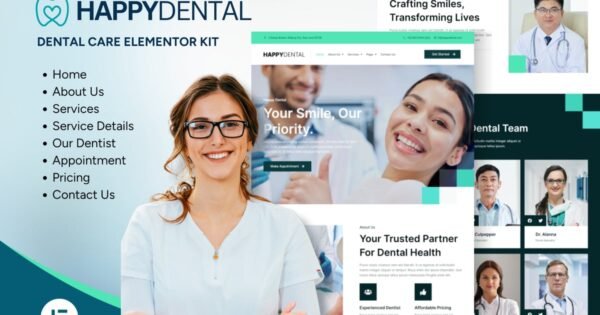 Happy Dental – Dental Care Service Elementor Kit