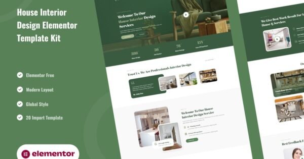 Intre – House Interior Design Service Elementor Template Kit