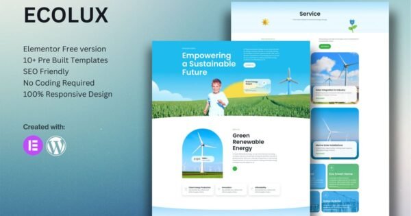 Ecolux – Green Renewable Energy Elementor Template Kit