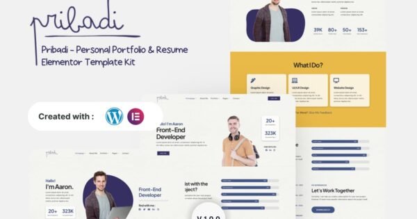 Pribadi – Personal Portfolio & Resume Elementor Template Kit