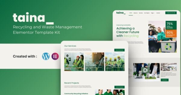 Taina – Recycling and Waste Management Elementor Template Kit