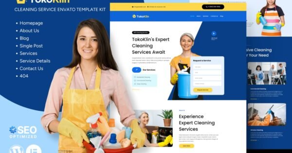Tokoklin – Cleaning Service Business Elementor Template Kit