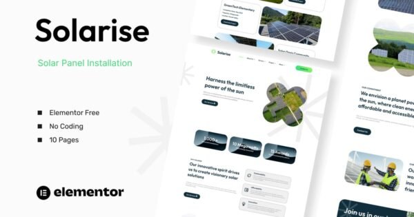 Solarise – Solar Panel Installation Elementor Template Kit