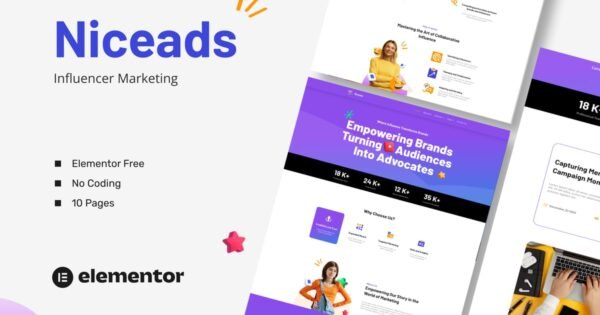 Niceads – Influencer Marketing Elementor Template Kit