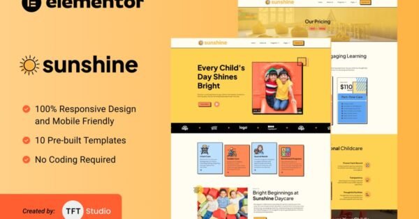 Sunshine – Cheerful Daycare Elementor Template Kit