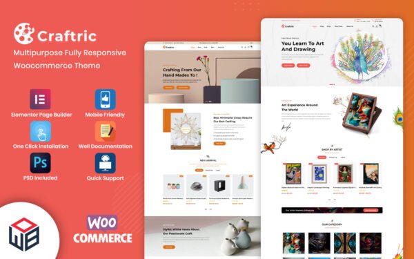 Craftric – Art Gallery, Painting Multipurpose eCommerce WordPress Template WooCommerce Theme