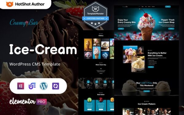 Creamy Bar – Ice Cream WordPress Elementor Theme WordPress Theme