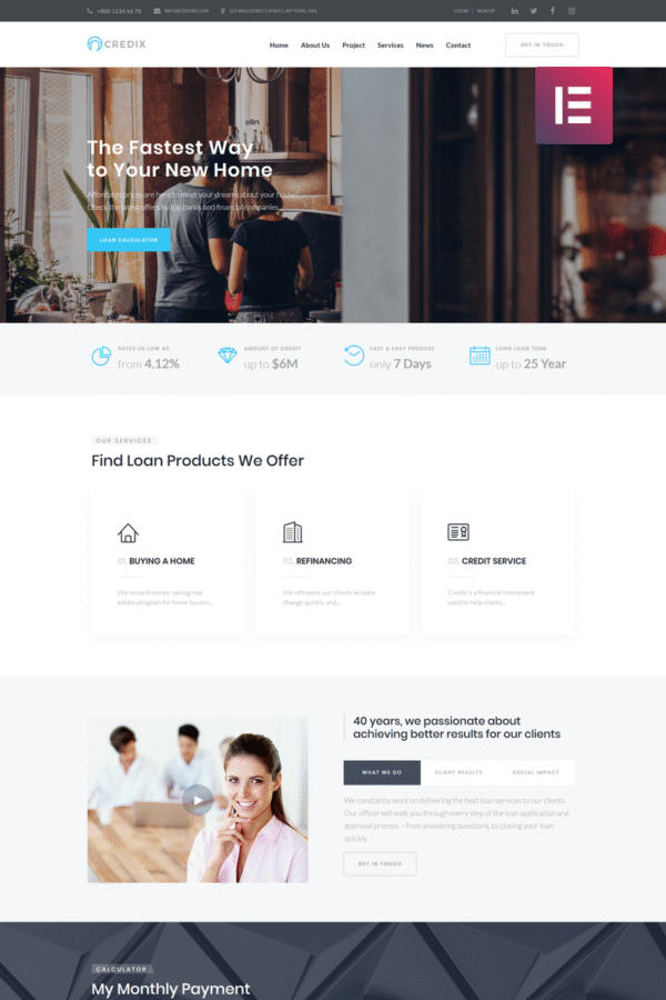Credix – Finance Multipurpose Minimal WordPress Elementor Theme WordPress Theme