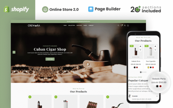 Crewora – Shopify Theme for Cigars & Smoking Equipment
