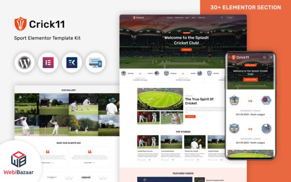 Crick11 – Sports Clubs & Events WordPress Elementor Theme WordPress Theme