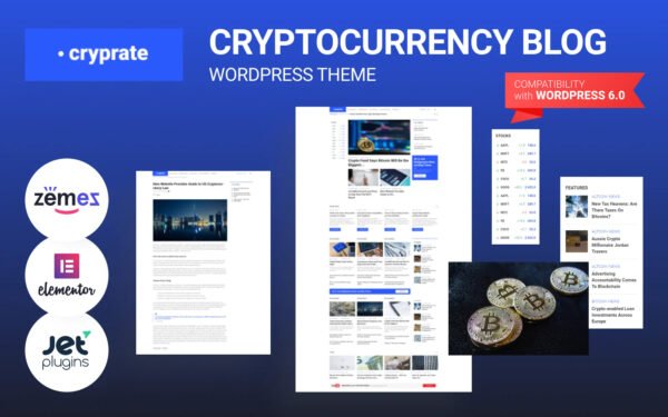 Cryprate – Cryptocurrency Blog WordPress Elementor Theme WordPress Theme