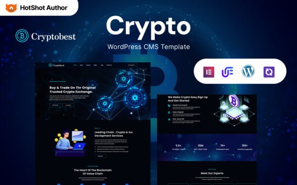 CryptoBest – Cryptocurrency And Bitcoin WordPress Elementor Theme WordPress Theme