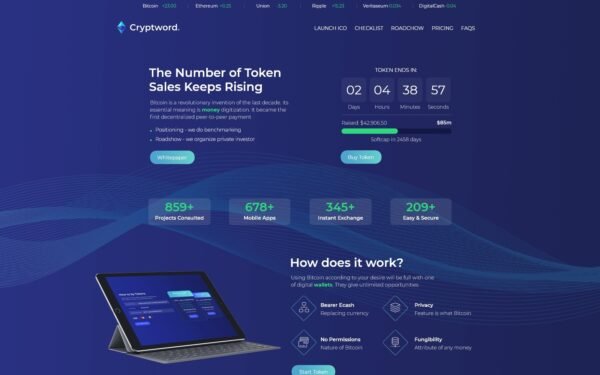 Cryptword – Cryptocurrency WordPress Elementor Theme WordPress Theme