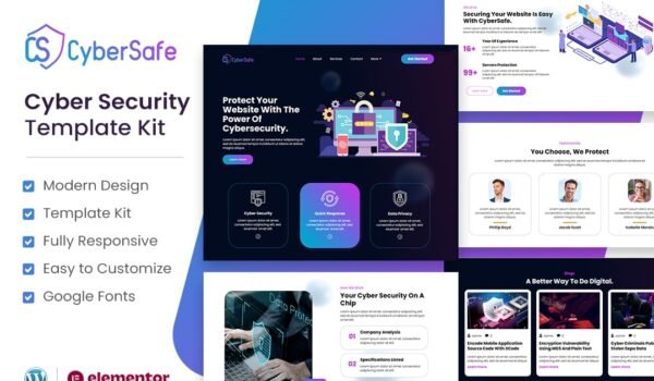 CyberSafe – Cyber Security Service Elementor Template Kit