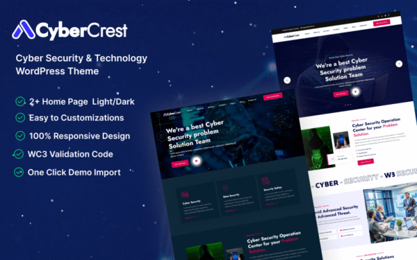 CyberCrest – Cyber Security & Technology WordPress Theme