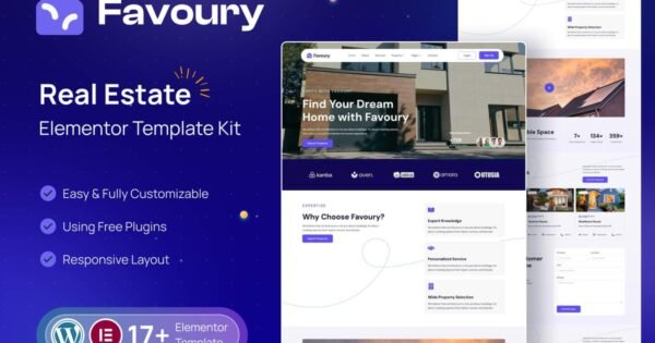Favoury – Property Agency Elementor Template Kit
