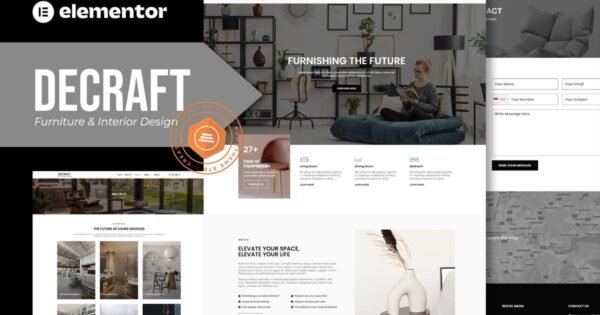 Decraft – Furniture & Interior Design Elementor Template Kit