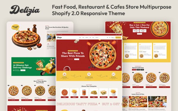 Delizia – Fast Food, Restaurant & Cafes Store Multipurpose Shopify 2.0 Responsive Theme Shopify Theme
