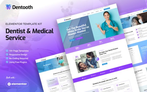 Dentooth – Dentist & Medical Service Elementor Template Kit Elementor Kit
