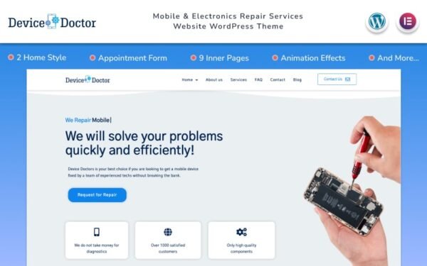 Device Doctor – Mobile & Electronics Repair Services Website WordPress Theme