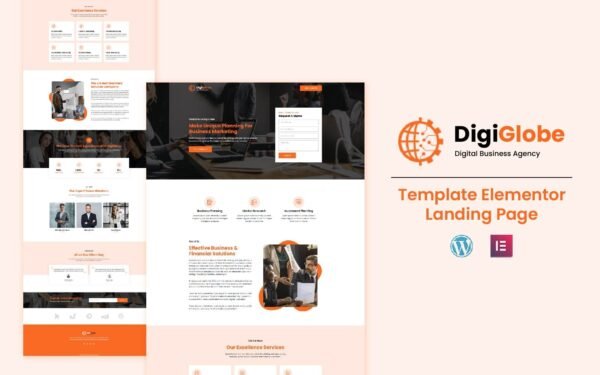 DigiGlobe – Digital Business Services Elementor Template Landing Page Elementor Kit