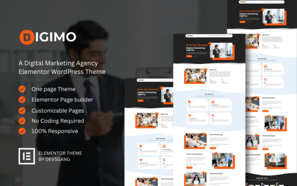 Digimo – A Digital Marketing Agency Elementor Theme WordPress Theme