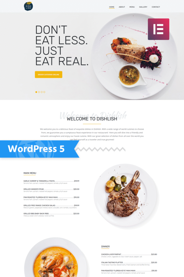 Dishlish – Restaurant Multipurpose Classic WordPress Elementor Theme WordPress Theme